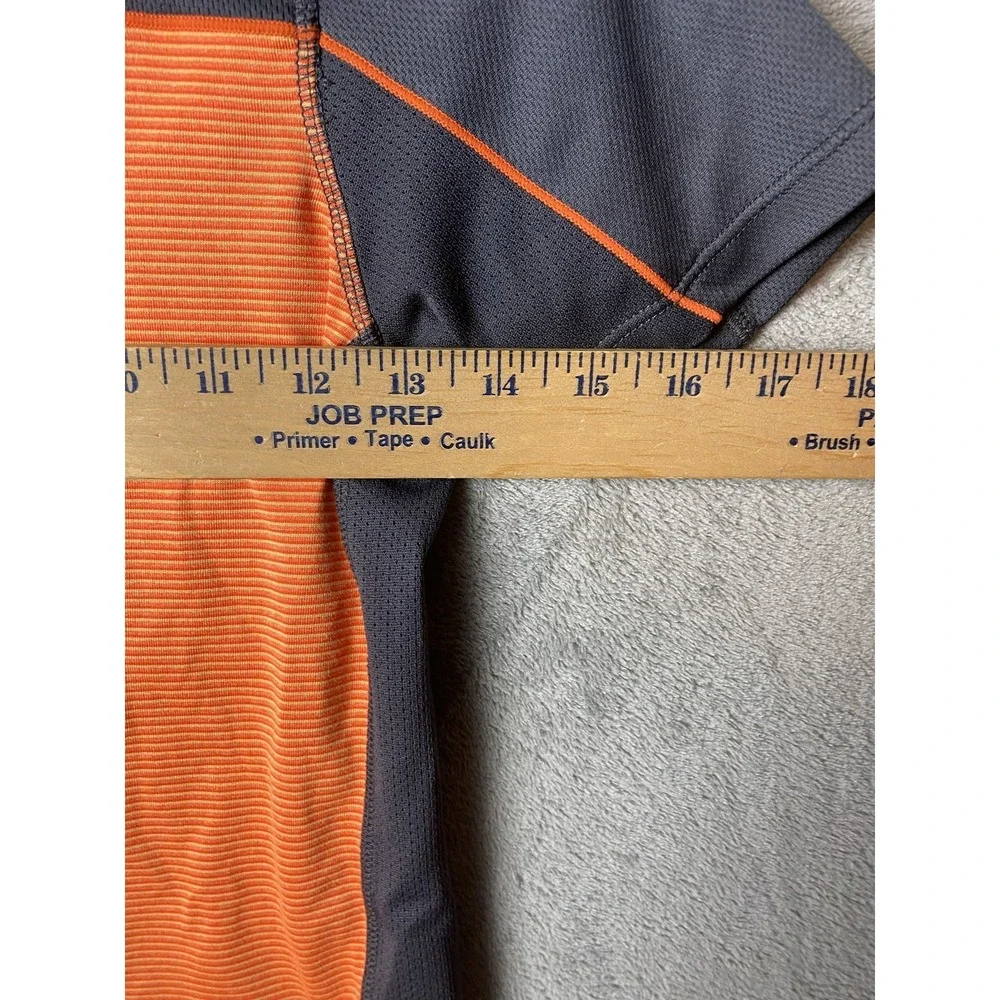 Russell Athletic Boys M Dri-Power T-Shirt Orange Gray Striped Activewear